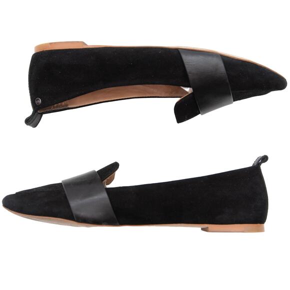 UGG Black Suede Pointe Toe Jonette Flat Shoes Size 7 - Picture 5 of 11